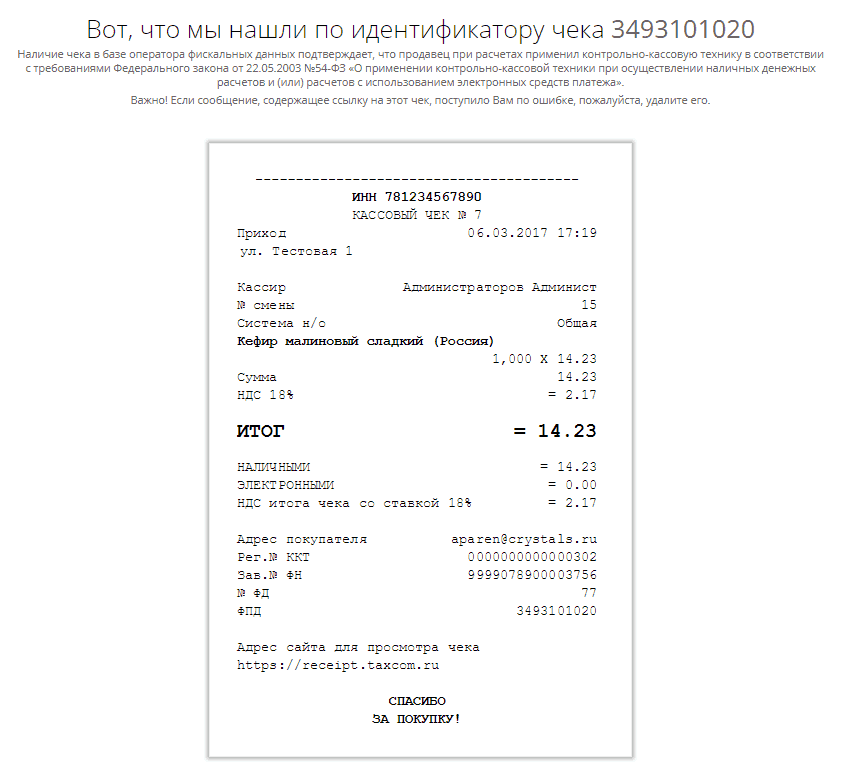 Рисунок 7. Результат проверки. Источник: taxcom.ru